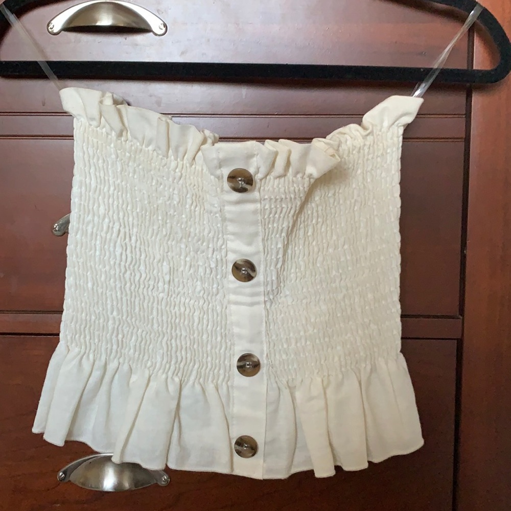 Cream Strapless Smocked Tube Top